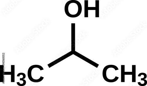 Isopropyl alcohol structural formula, isopropanol 