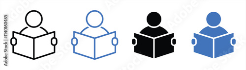 Illustration of icons representing individuals reading books