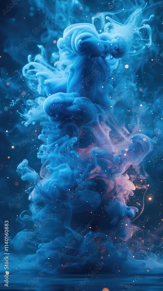 A mesmerizing swirl of blue and pink smoke, creating an ethereal and dreamy atmosphere. A mesmerizing swirl of blue and pink smoke, creating an ethereal and dreamy atmosphere.