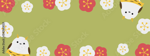 かわいいシマエナガと節分のバナー