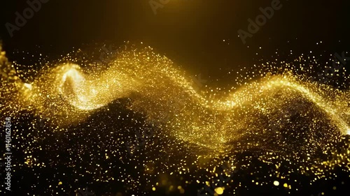 Wallpaper Mural Golden Glitter Nebula: Shimmering Confetti Particles on Black Torontodigital.ca