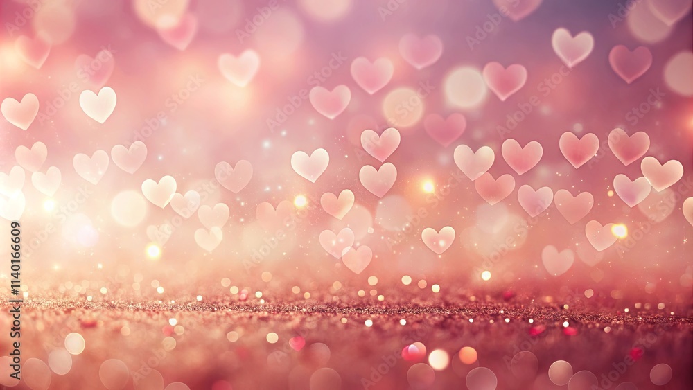 Romantic Festive Background with Sparkling Hearts and Glitter Romantic Festive Background with Sparkling Hearts and Glitter