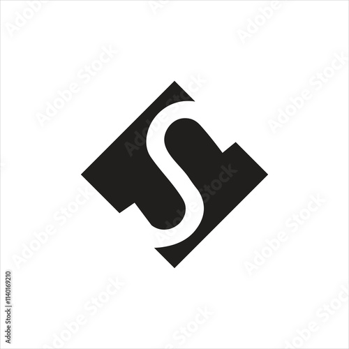 Initial letter S art icon logo design, negative pace inside rectangle shape vector monogram and modern logo design concept.