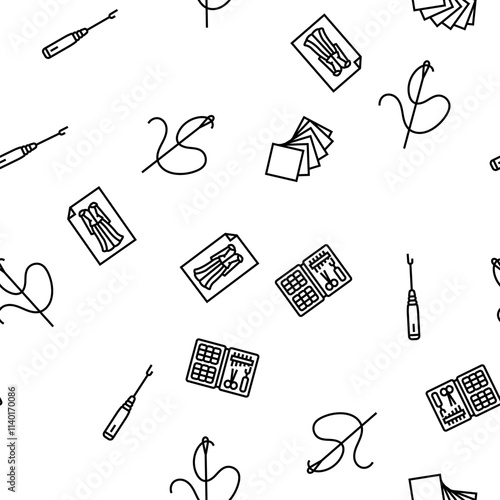 dressmaking fashion sewing style vector seamless pattern thin line illustration