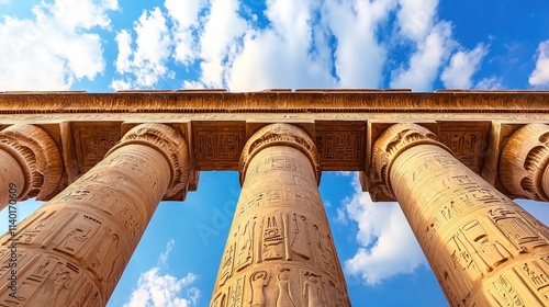 Exploring ancient egyptian architecture luxor historical landmarks sunny skies low angle cultural heritage