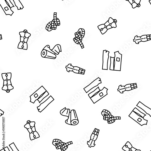 dressmaking fashion sewing style vector seamless pattern thin line illustration