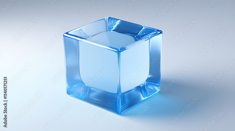 
3D rendered transparent cube graphics with blue colors on a light background. Illustration for digital concept or geometry. Visualization for modern perspectives and networks.