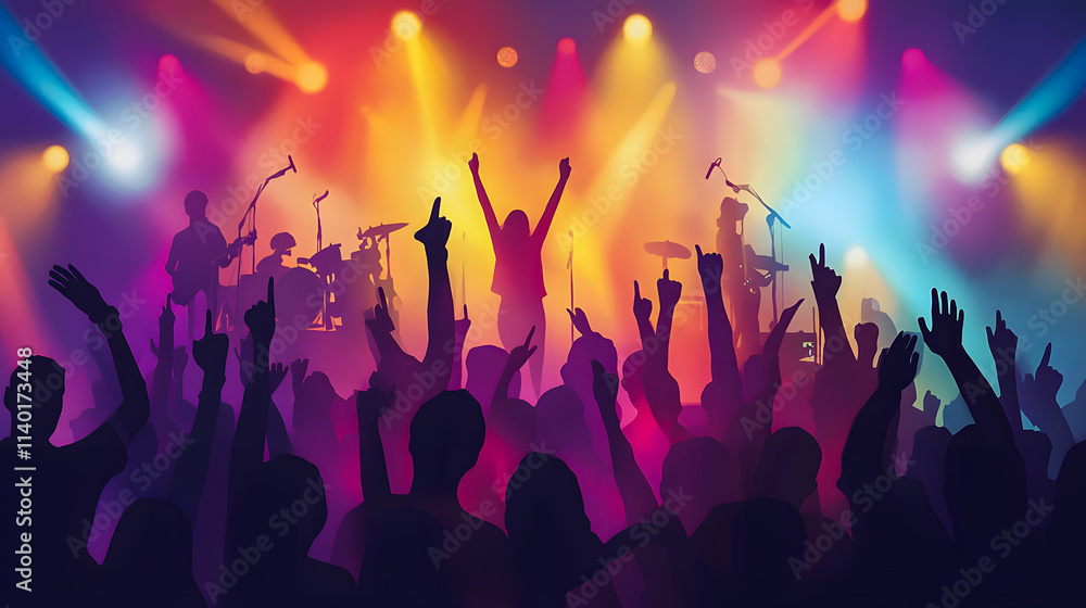 People enjoying themselves at a music concert or disco. People enjoying themselves at a music concert or disco.