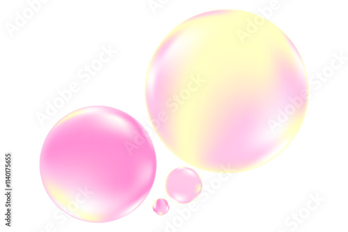 Glowing 3D light pink lip oil droplets or shower gel bubbles isolated, transparent background. Liquid spilled serum blob for natural cosmetic.