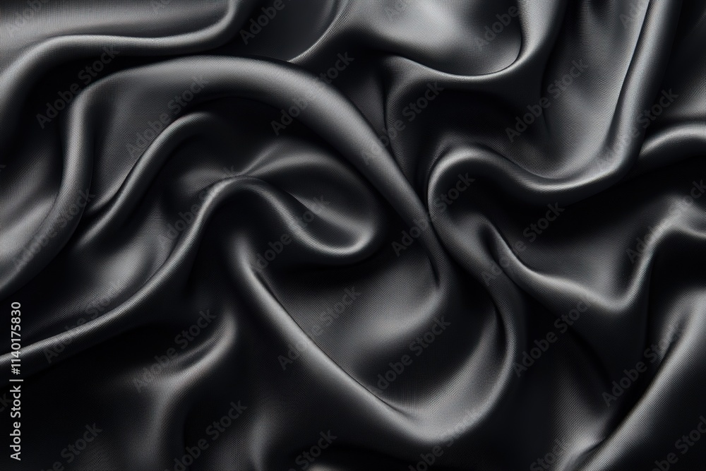 Close-up view of luxurious dark gray draped fabric Close-up view of luxurious dark gray draped fabric
