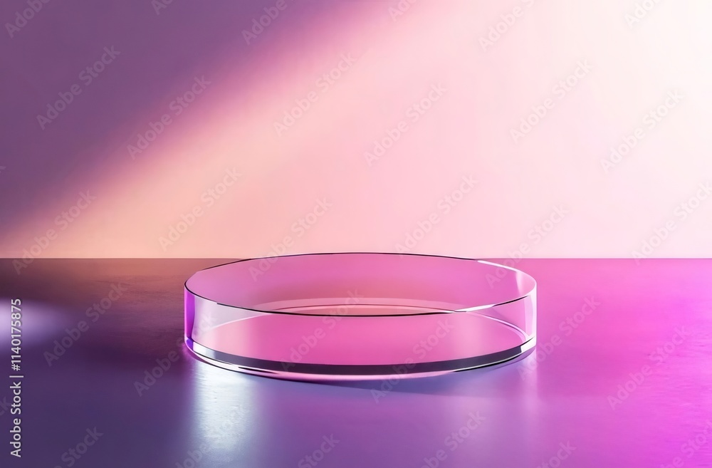 Empty glass platform on purple background. Empty glass platform on purple background.