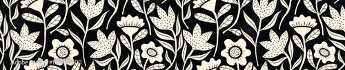 Abstract flower seamless pattern with dotted style. 