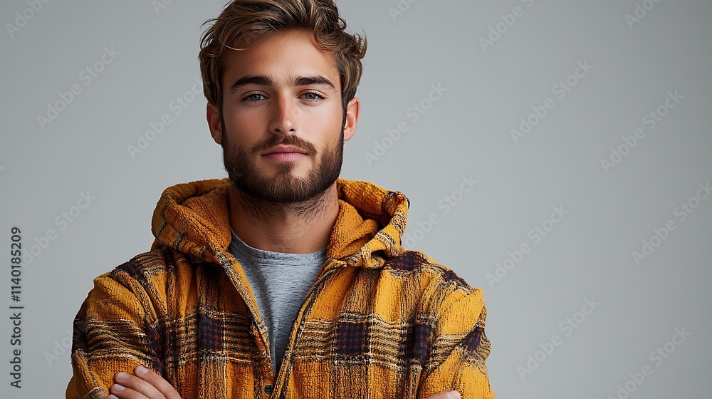 Obraz premium Isolated white background, simple clothing, breathable fabric, full-body model, professional look
