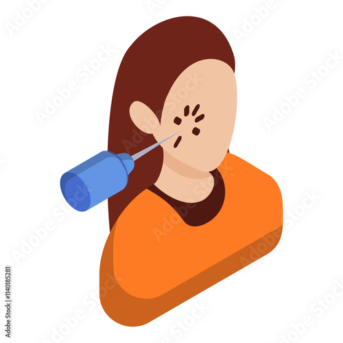 facial uplift or face-lift isometric concept, face Rejuvenation vector icon design, beauty personal care symbol, cosmetic dermatology sign, body aesthetics stock illustration