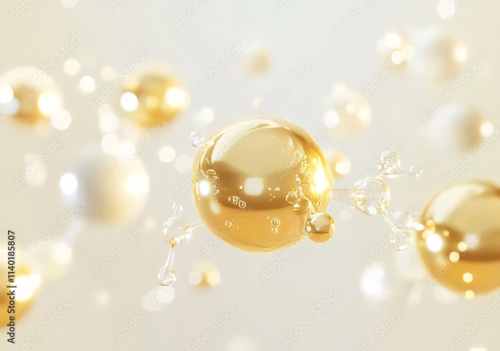 Golden and pearl spheres floating in water. Golden and pearl spheres floating in water.