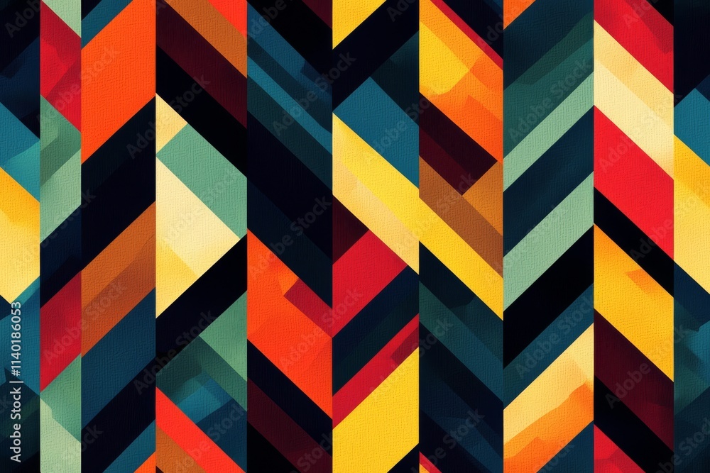 A vibrant chevron pattern featuring bold colors like red, yellow, blue, and green, creating a dynamic, modern design. A vibrant chevron pattern featuring bold colors like red, yellow, blue, and green, creating a dynamic, modern design.