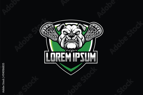 Animal Character Bulldog cartoon for lacrosse sport logo template