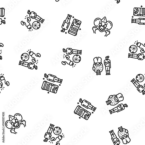 woman health medical care vector seamless pattern thin line illustration