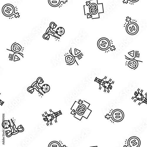 woman health medical care vector seamless pattern thin line illustration