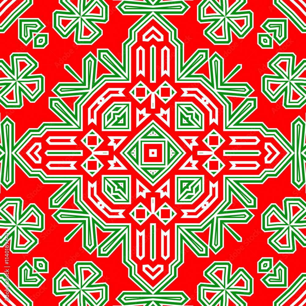 Seamless square pattern red and green. Christmas pattern green and red. Merry Christmas. Happy New Year. Seamless square pattern red and green. Christmas pattern green and red. Merry Christmas. Happy New Year.
