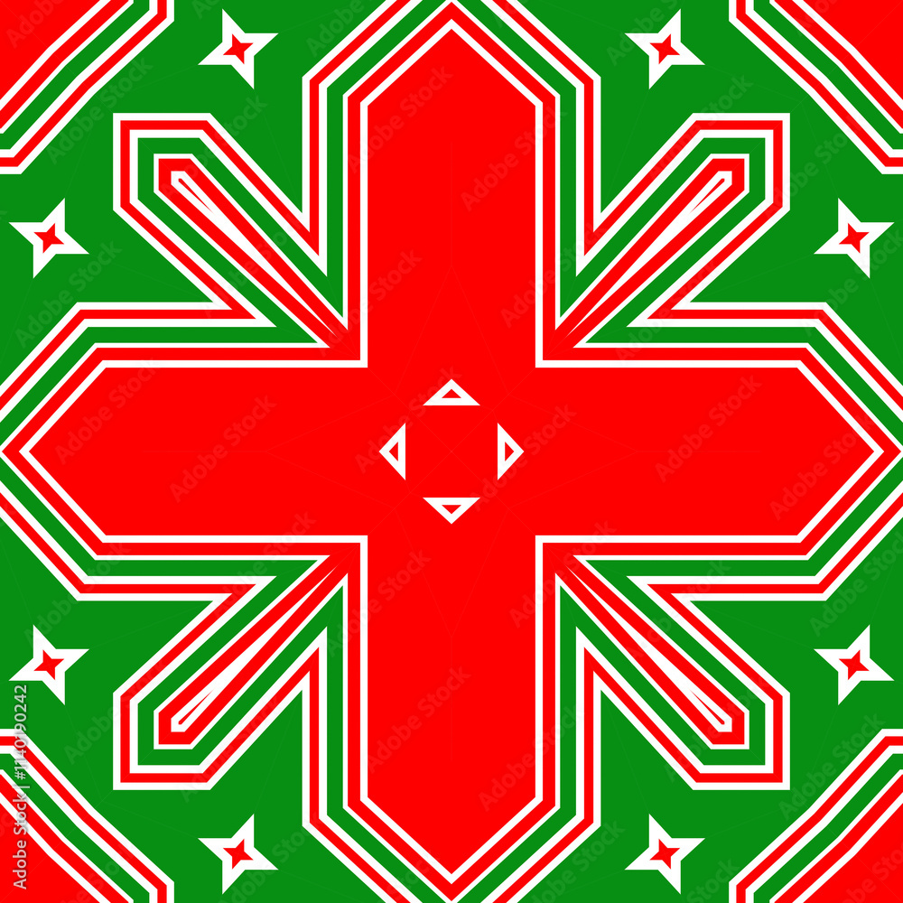 Seamless square pattern red and green. Christmas pattern green and red. Merry Christmas. Happy New Year. Seamless square pattern red and green. Christmas pattern green and red. Merry Christmas. Happy New Year.