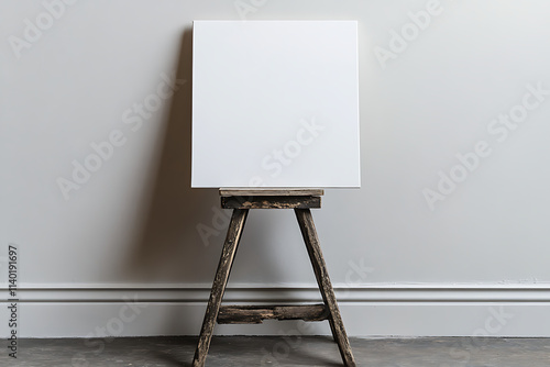easel with canvas on the wall