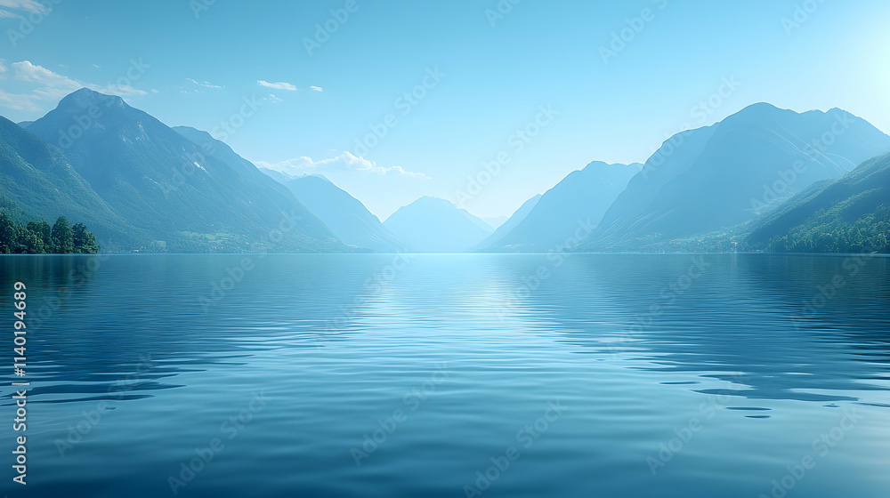Tranquil lake surrounded by majestic mountains. Tranquil lake surrounded by majestic mountains.
