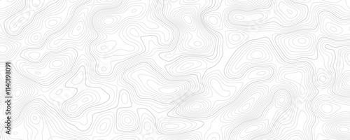 Abstract wavy topographic line background. Seamless pattern and banner design. Modern and dynamic feel to topographic mapping vector illustration.