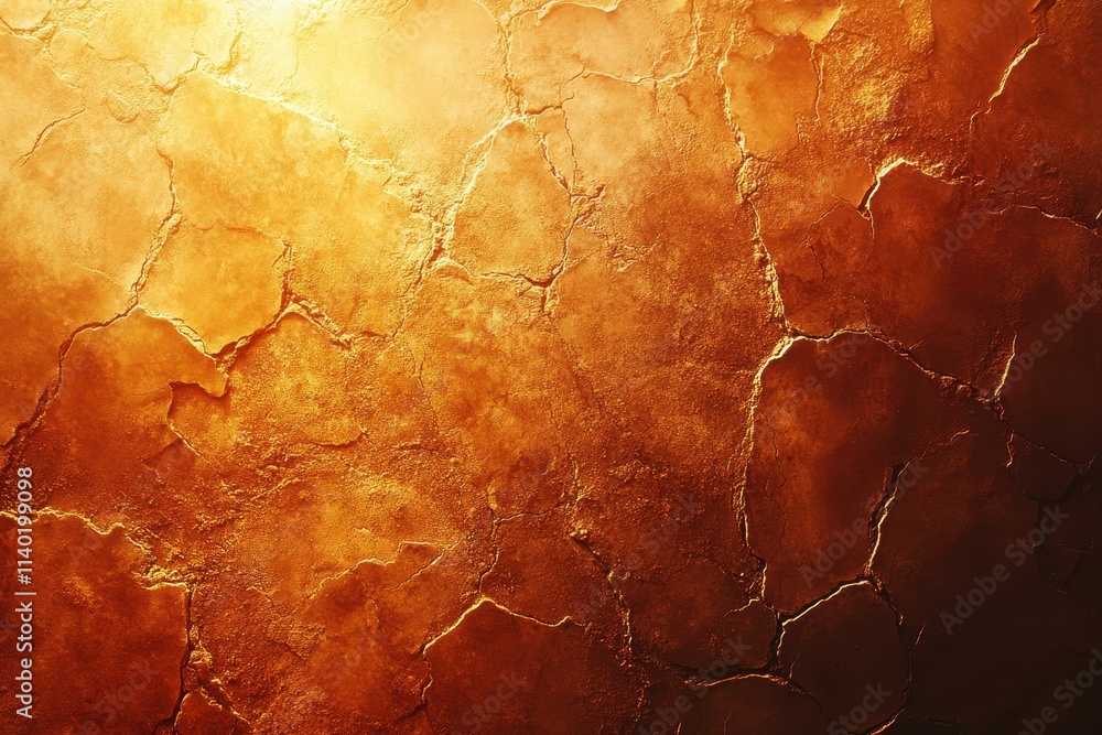 Fototapeta premium A textured surface resembling cracked earth with warm golden tones.