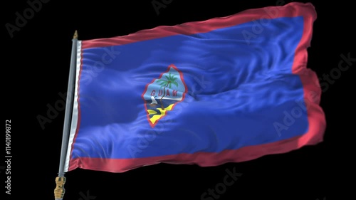 Guam Flag on a flagpole Waving on Transparent Alpha Background photo