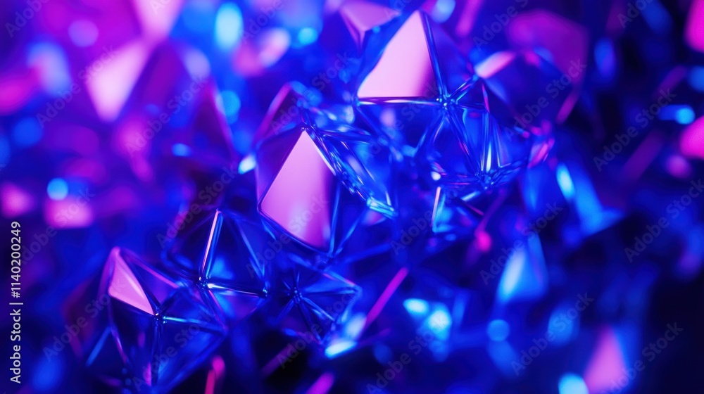 Abstract background of glowing blue and purple crystals. Abstract background of glowing blue and purple crystals.