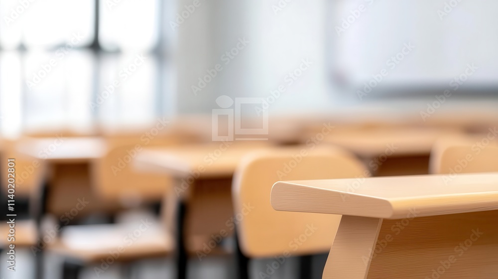 The classroom was quiet with chairs and a teacher's podium, softly blurred to create a dreamy atmosphere. The classroom was quiet with chairs and a teacher's podium, softly blurred to create a dreamy atmosphere.