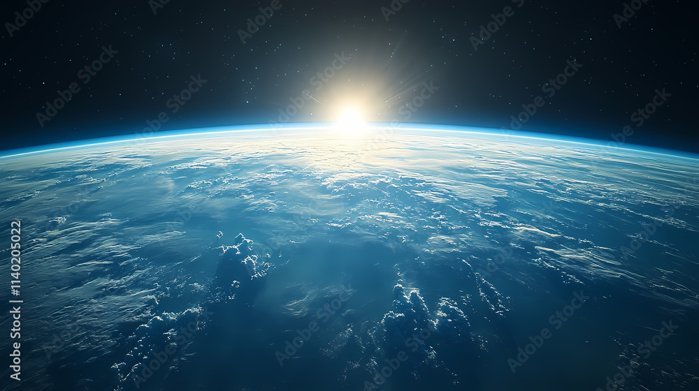In the sky, an airplane is flying over the earth. In the sky, an airplane is flying over the earth.