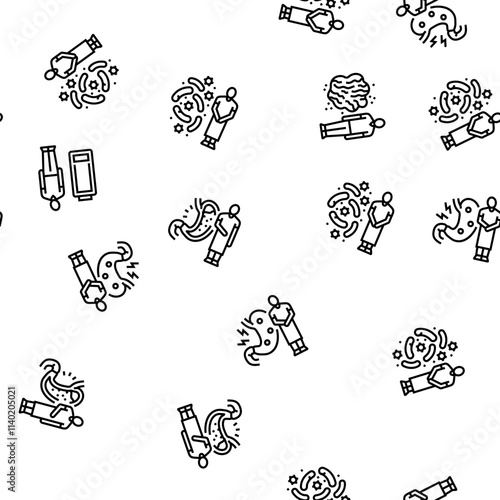 man disease health medical vector seamless pattern thin line illustration