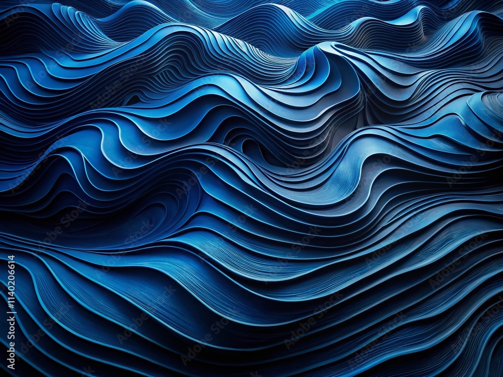 Obraz premium Abstract Dark Blue Topographic Art: Minimalist Wave Background Textures