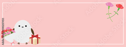 かわいいシマエナガと母の日のバナー