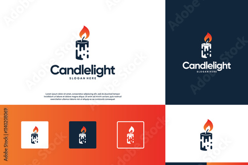 candle logo with modern abstract style, decoration, romantic, graphic design illustration. photo