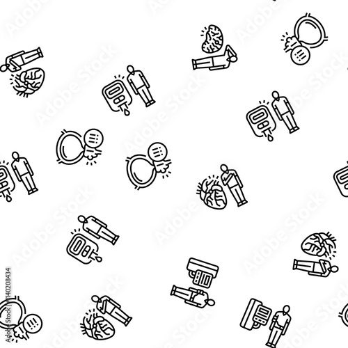 man disease health medical vector seamless pattern thin line illustration