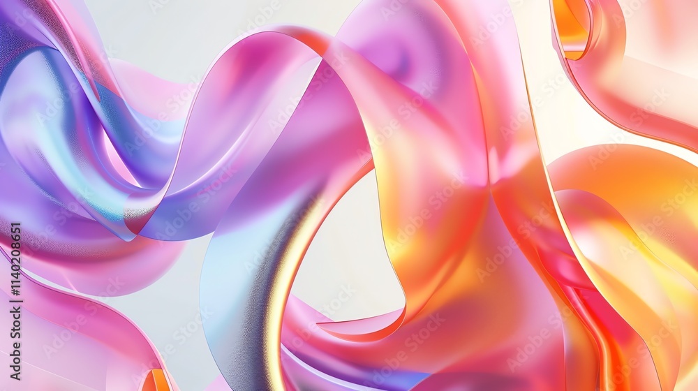 Abstract background with colorful, wavy, glossy shapes. Abstract background with colorful, wavy, glossy shapes.