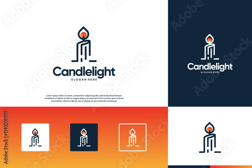 candlelight logo, simple style, relaxation, graphic design vector.