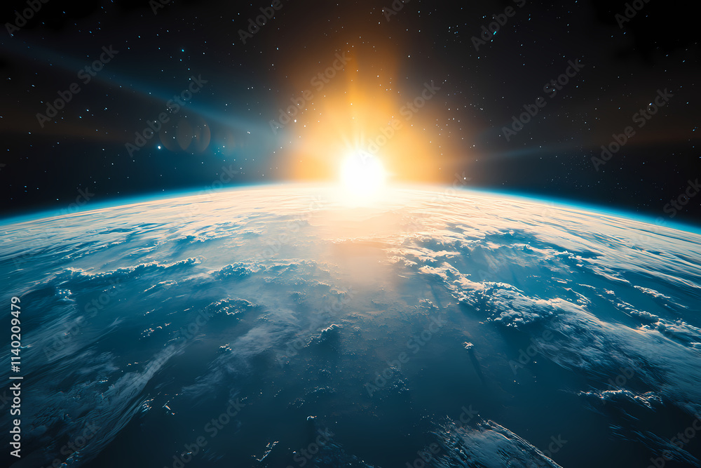 In the sky, an airplane is flying over the earth. In the sky, an airplane is flying over the earth.