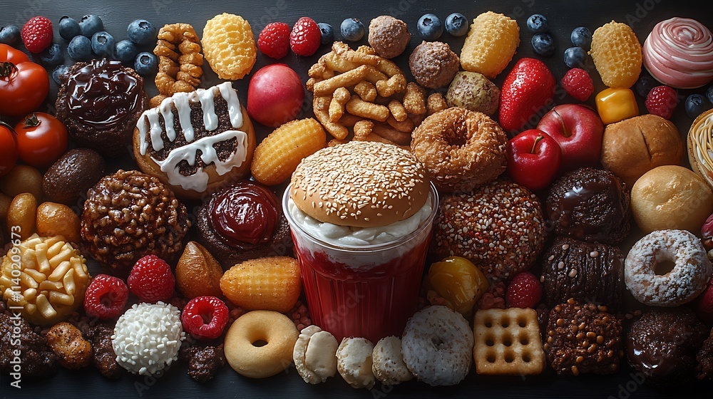 A Colorful Array Of Sweet Treats And Fruits A Colorful Array Of Sweet Treats And Fruits