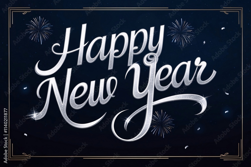 Fototapeta premium Happy New Year Background, Happy New Year Banner, Happy New Year Wallpaper, Happy New Year Text Design, New Year celebration background, New Year wishes background