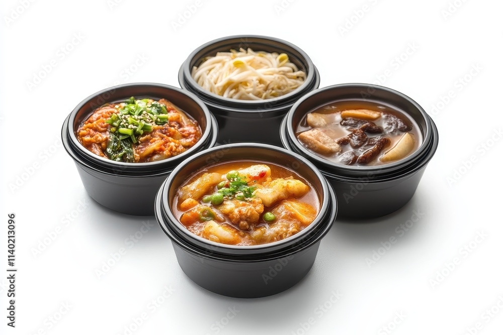 Kimchi stew meal on a light backdrop Kimchi stew meal on a light backdrop