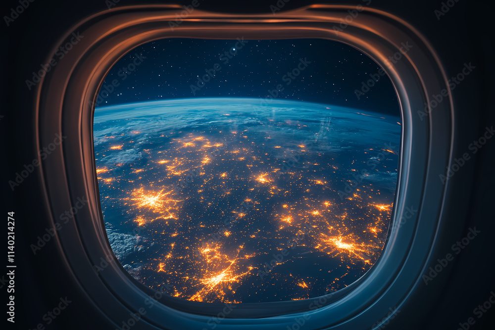 In the sky, an airplane is flying over the earth. In the sky, an airplane is flying over the earth.