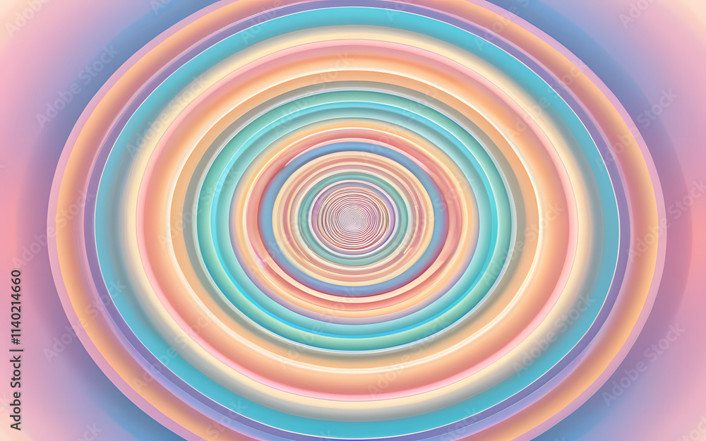 Concentric circles, forming a brain-like pattern, glowing faintly in pastel gradients Concentric circles, forming a brain-like pattern, glowing faintly in pastel gradients