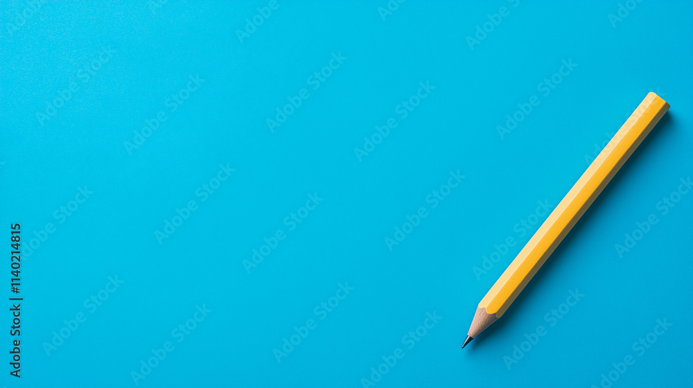 Yellow pencil on vibrant blue background symbolizing creativity, simplicity, and focus in minimal design. Minimal banner with empty copy space Yellow pencil on vibrant blue background symbolizing creativity, simplicity, and focus in minimal design. Minimal banner with empty copy space