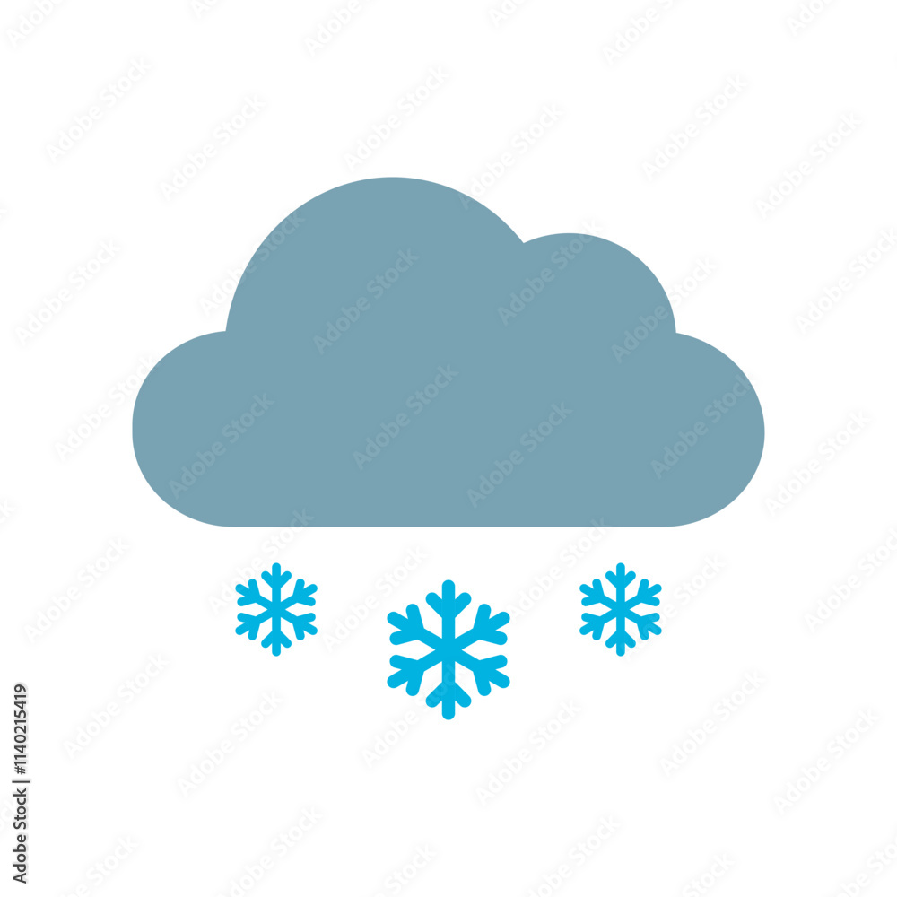 Snowfall vector solid weather icon in flat design style. Cold temperature symbol in color, snowy, frozen, cloudy. Graphic design illustration for web, app, banner, logo, button. Snowfall vector solid weather icon in flat design style. Cold temperature symbol in color, snowy, frozen, cloudy. Graphic design illustration for web, app, banner, logo, button.