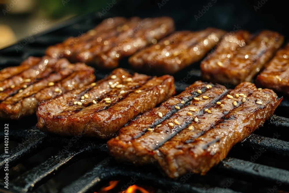 Korean BBQ of grilled pork and beef Korean BBQ of grilled pork and beef