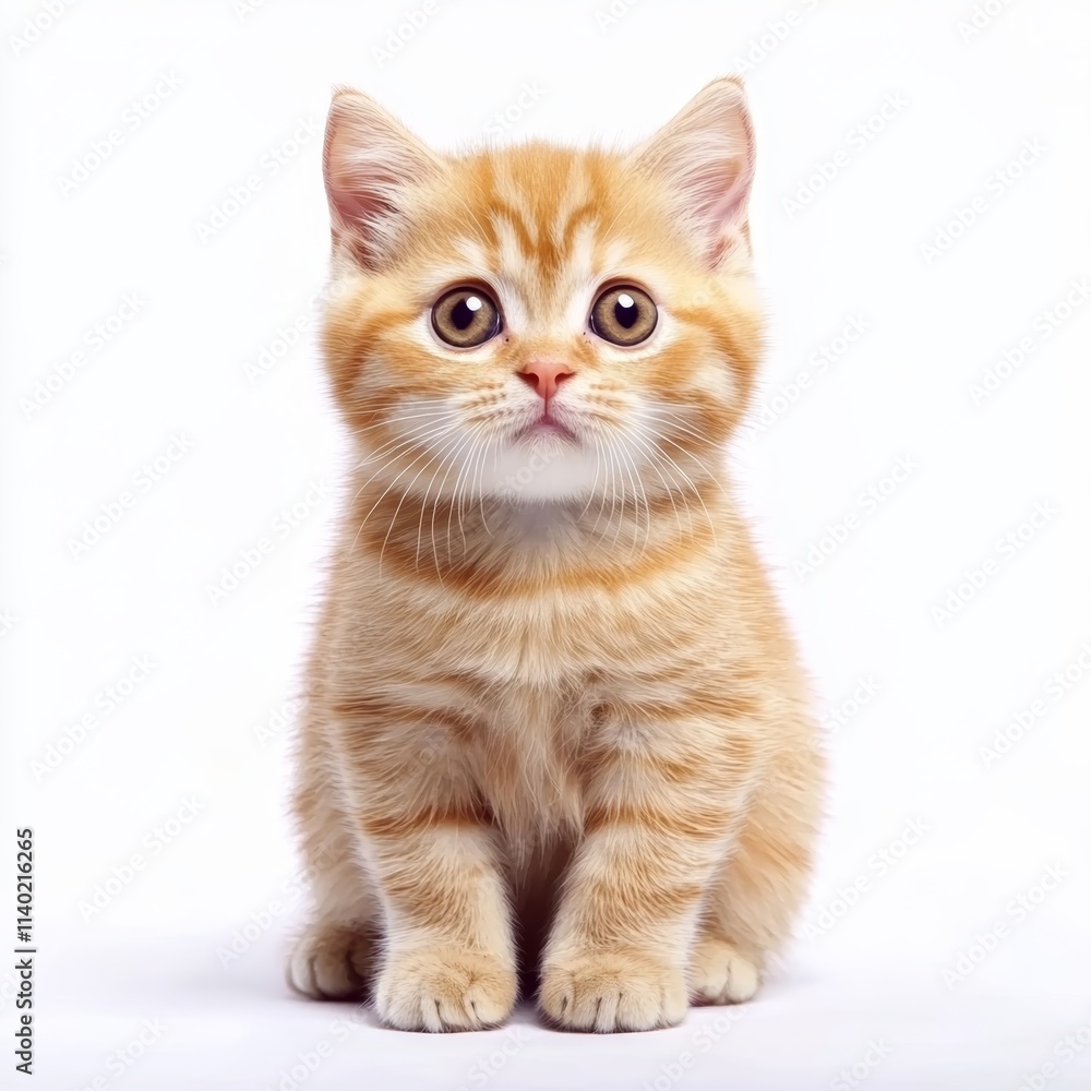 domestic cat sitting and looking at camera on white background domestic cat sitting and looking at camera on white background
